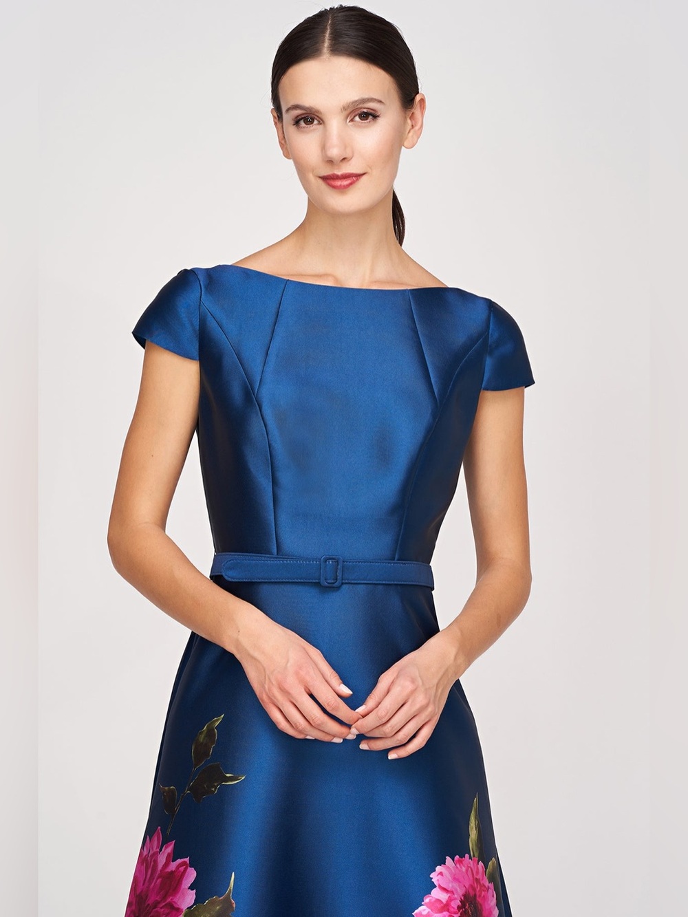 NEW Kay Unger Ina Tea Length Dress Vibrant Peony Blue Pink A-line cocktail 4 - Picture 8 of 14